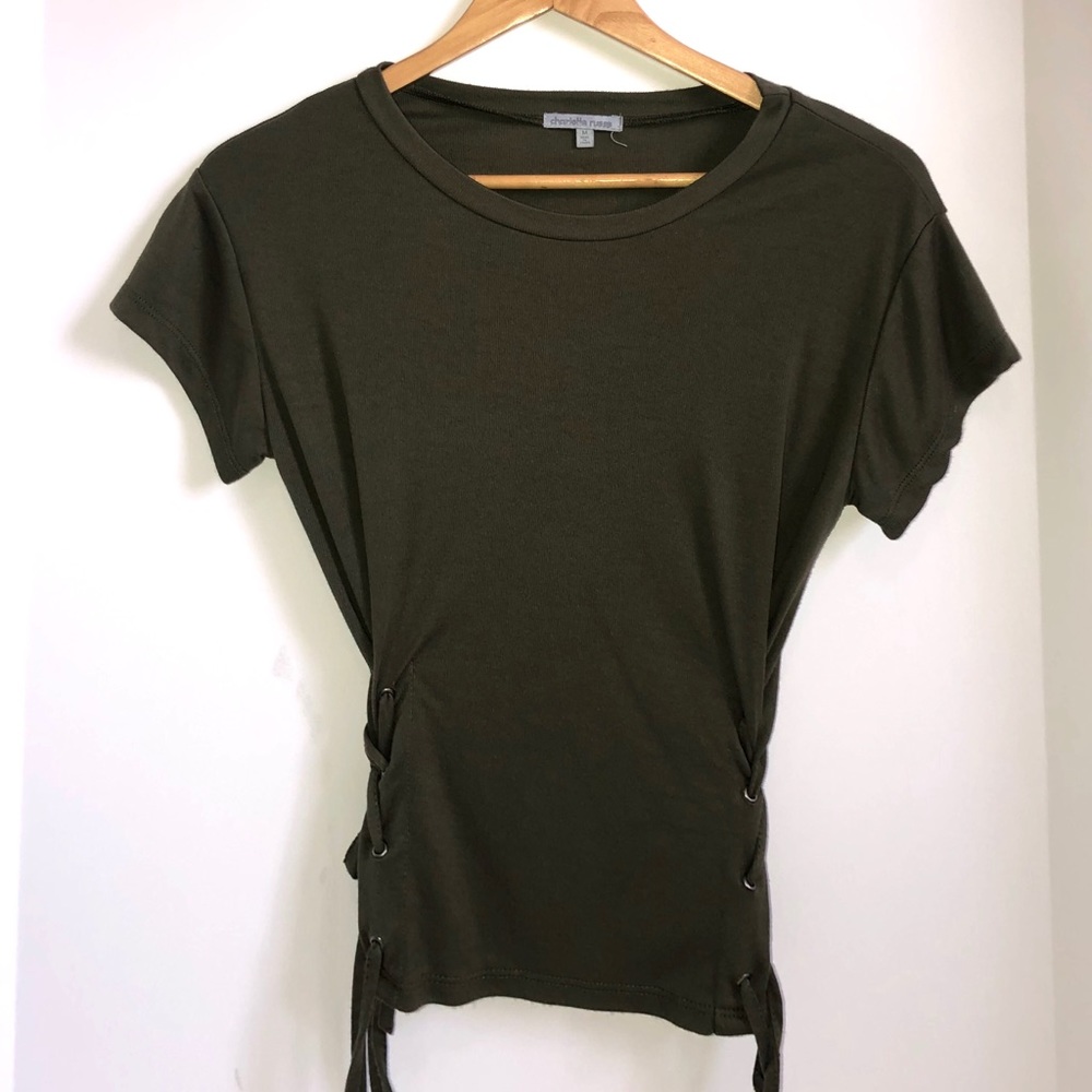 Charlotte Russe Hunter Army Green Lace Up Crop Top - Picture 1 of 11